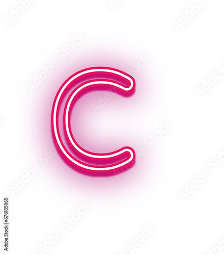 PINK neon light effect uppercase alphabet C