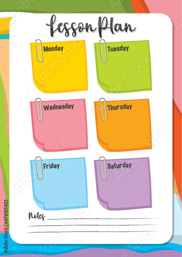 Colorful Weekly Lesson Plan Notepad Template