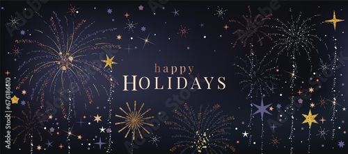 Merry Christmas and Happy New Year. Vector illustrations for background, greeting card, party invitation card, website banner, social media banner,  ,Happy Holidays, season's greeting