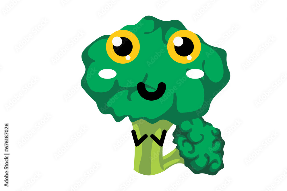 Fototapeta premium Vegetable - Cute Broccoli Character With Transparent Background