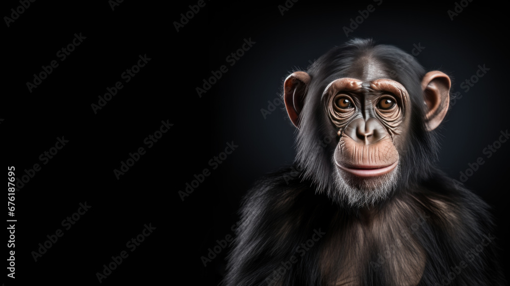 Close up Chimpanzee isolated on gray background Close up Chimpanzee isolated on gray background