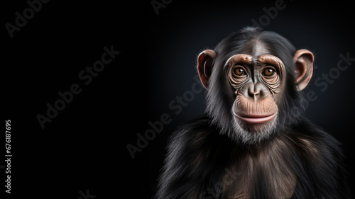 Close up Chimpanzee isolated on gray background
