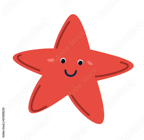 Starfish character, cute marine personage vector