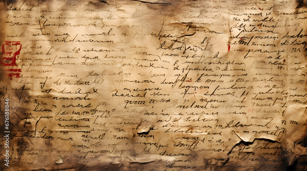 Fototapeta premium Old unreadable handwritten text. generative AI.