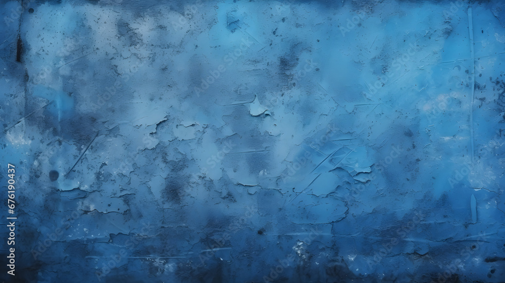 Old wall pattern texture cement blue dark abstract blue color design are light with black gradient background. generative AI.