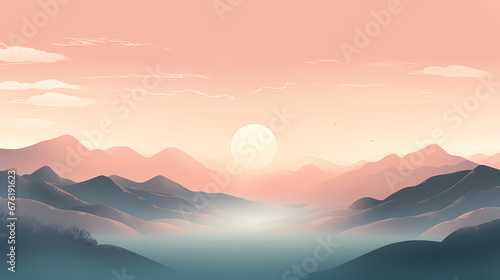 Hand drawn mountains abstract poster web page PPT background