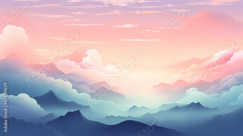 Hand drawn mountains abstract poster web page PPT background