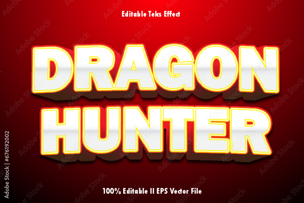 Dragon Hunter Editable Text Effect 3d Emboss Gradient Style