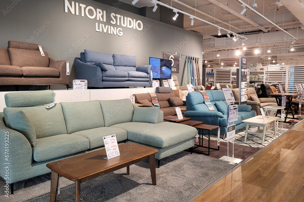 Penang, Malaysia 28 Sep 2023 Modern interior view of Nitori store