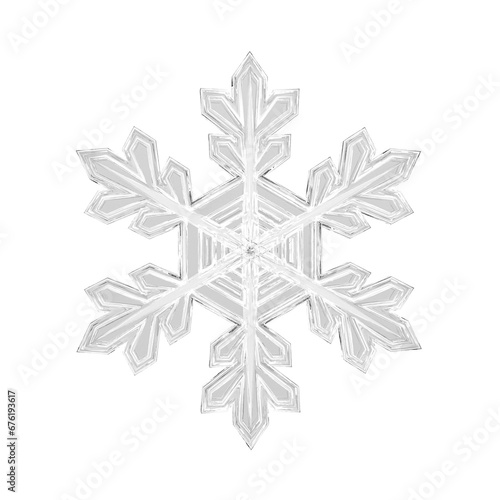 3Dで作られたリアルな雪の結晶のグラフィック素材