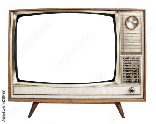 Vintage television with cut out screen on Isolated