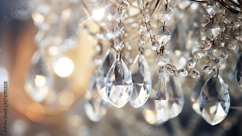 Chrystal chandelier close-up. Glamour background with copy space : Generative AI