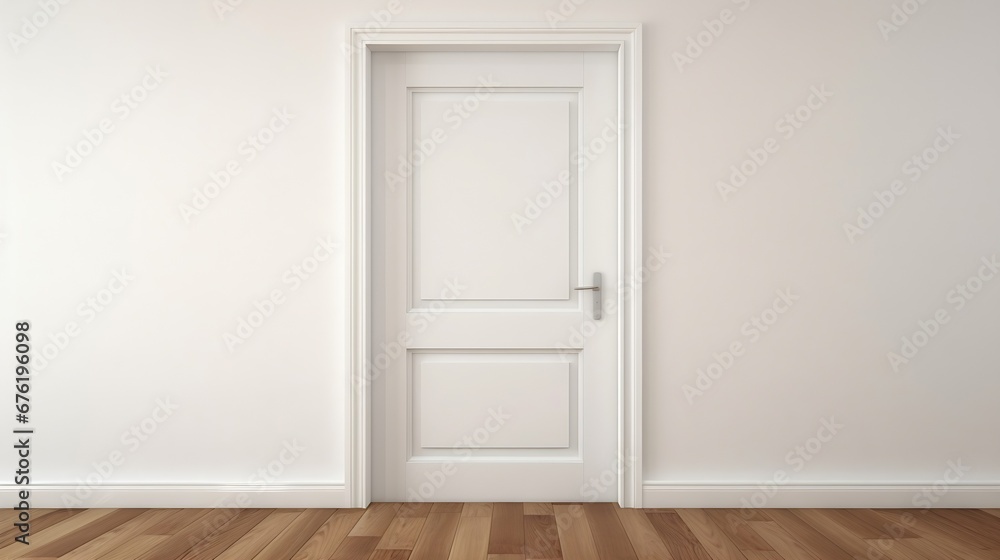 White entrance door inside an apartment in a modern interior : Generative AI White entrance door inside an apartment in a modern interior : Generative AI