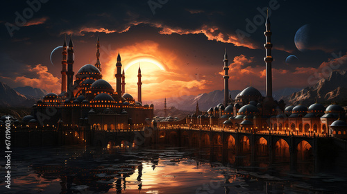 Ancient mosque background photo