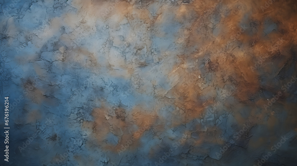Textured wall in vintage style. Blue and brown texture. Decorative plaster. generative AI. - obrazy, fototapety, plakaty 