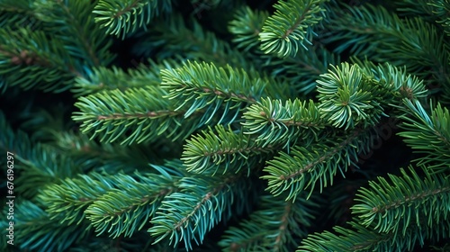 teal background of green juniper branches  dark cyan juniper bush close-up  background for banner close-up  sustainable development   Generative AI