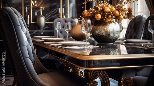 Luxury dining room authentic interior design : Generative AI