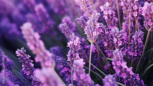 Branches of flowering lavender. Can be used as background : Generative AI