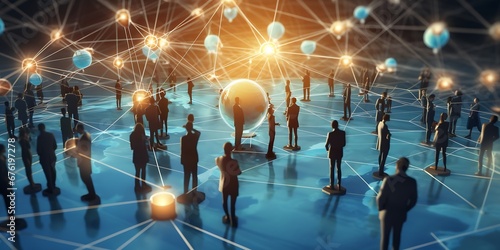 Global business structure of networking. Analysis and data exchange customer connection, HR recruitment and global outsourcing, Customer service, Teamwork, Strategy, Technology and soc : Generative AI