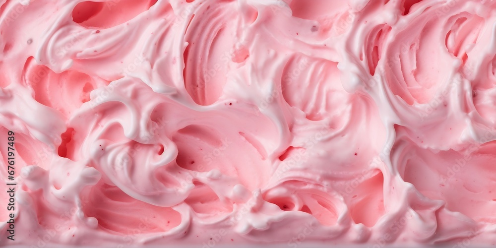 Texture surface of ice cream. Background of strawberry ice cream close-up. Banner : Generative AI Texture surface of ice cream. Background of strawberry ice cream close-up. Banner : Generative AI