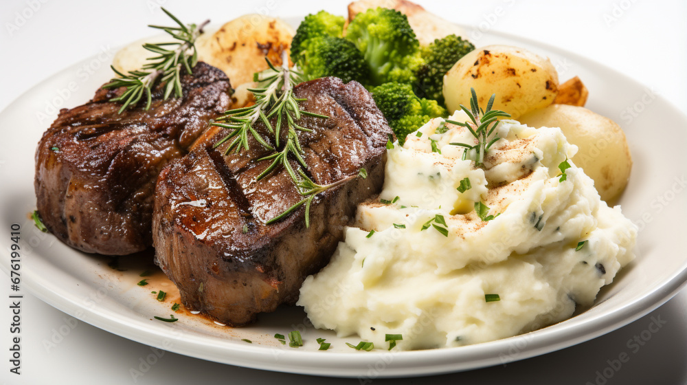 beef steak with mashed potatoes HD 8K wallpaper Stock Photographic Image beef steak with mashed potatoes HD 8K wallpaper Stock Photographic Image