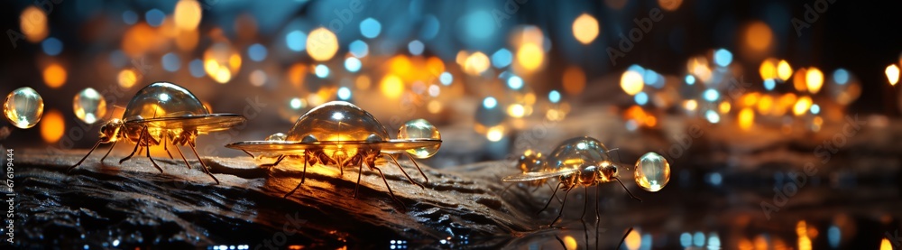 Magical bokeh effect image of fireflies Magical bokeh effect image of fireflies