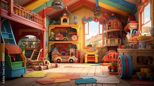 Rideable full size Toy room made from colorful photo