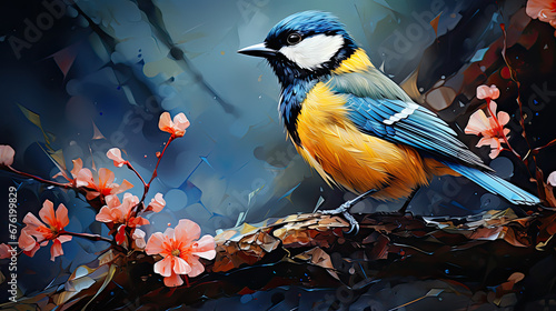 Vibrant Great Tit. Watercolor Joy in Nature