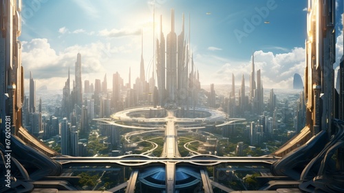 Aerial view of a metropolis  where skyscrapers pierce the sky  their architectural grandeur a testament to human ambition and innovation