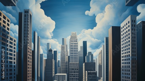 Against a backdrop of cerulean skies, skyscrapers reach for the heavens, their architectural finesse a harmonious blend of form and function