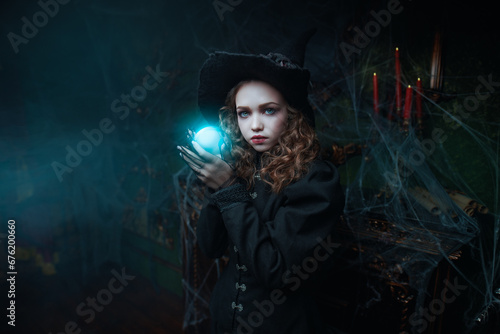 witch with magic ball