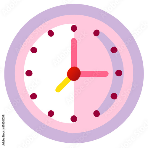 A colorful wall clock indicating a time.