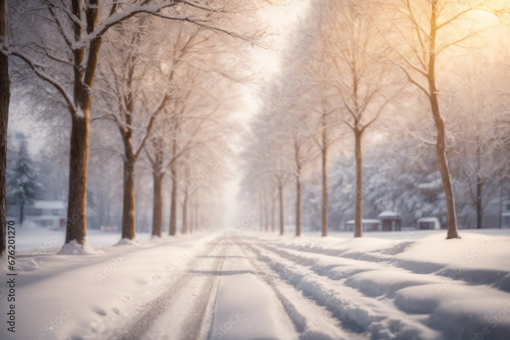 Winter road in the countryside Winter road in the countryside