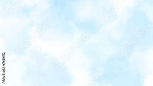 Blue sky with fluffy clouds. Summer blue sky cloud gradient light white background. 