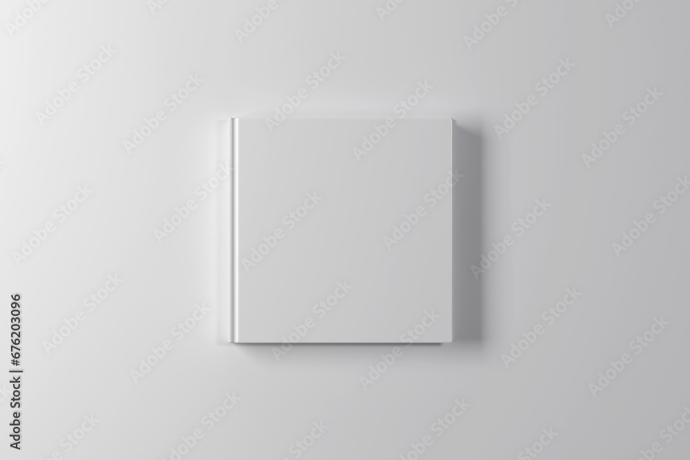 Thick square hardcover book mockup. 3D rendering - obrazy, fototapety, plakaty 