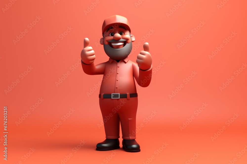 man with thumbs up, 3d cartoon character man with thumbs up, 3d cartoon character