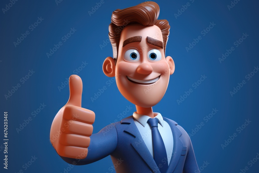 businessman with thumb up, 3d cartoon character businessman with thumb up, 3d cartoon character