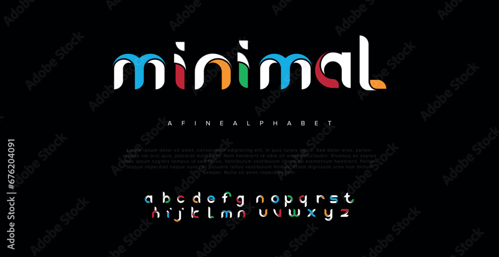 Minimal modern alphabet fonts. Typography minimalist urban digital fashion future creative logo font. vector illustration - obrazy, fototapety, plakaty 