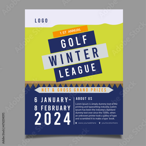 Golf Winter League flyer design template
