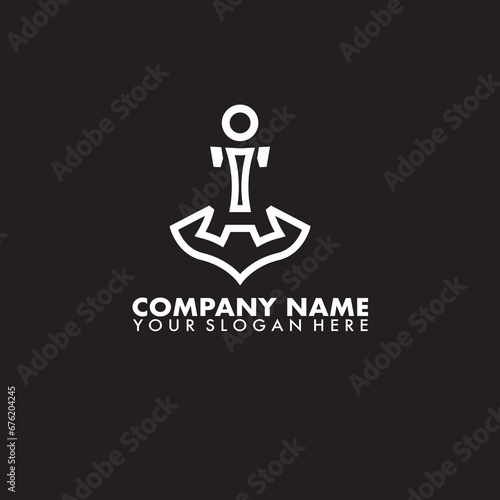 Lette A Anchor logotype. Logo for yacht club, maritime emblem.
