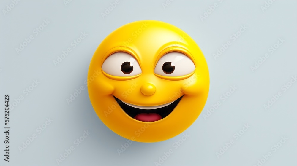 Fototapeta premium smirking face emoji, copy space, 16:9