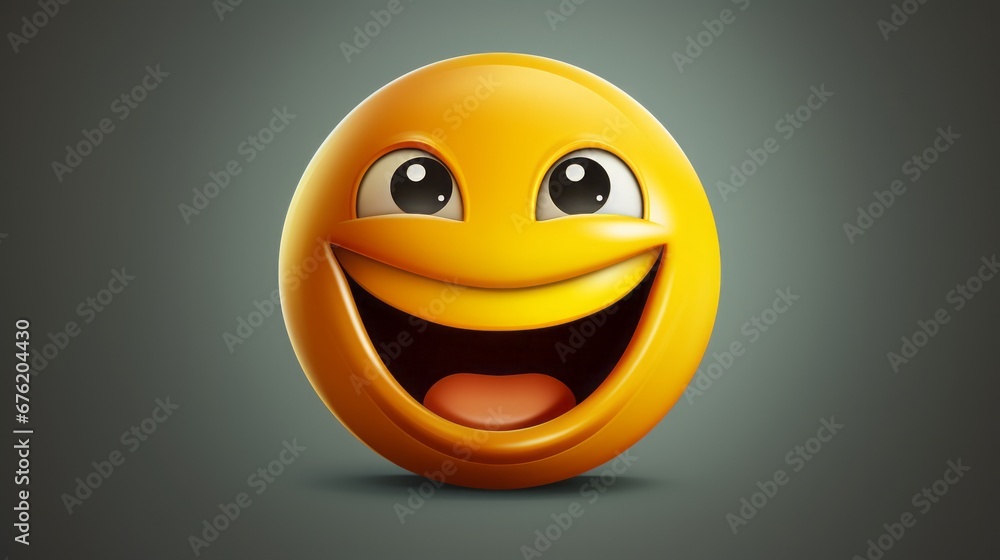 Fototapeta premium smirking face emoji, copy space, 16:9