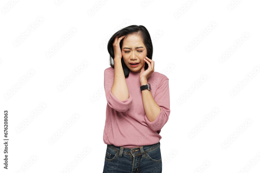 Young Woman Crying and Sad Isolated Background Young Woman Crying and Sad Isolated Background