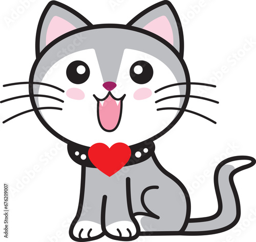 "Adorable Little Cat Embracing a Heart: A Versatile Design Infusing Cuteness and Functionality into Your Projects."