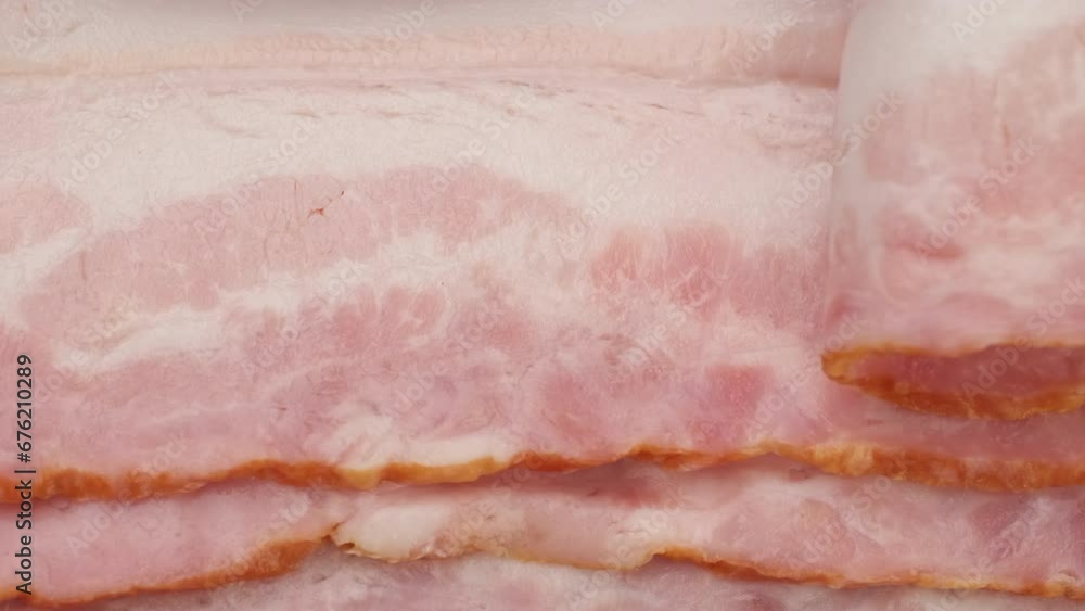 Sliced bacon close up. Traditional breakfast Sliced bacon close up. Traditional breakfast