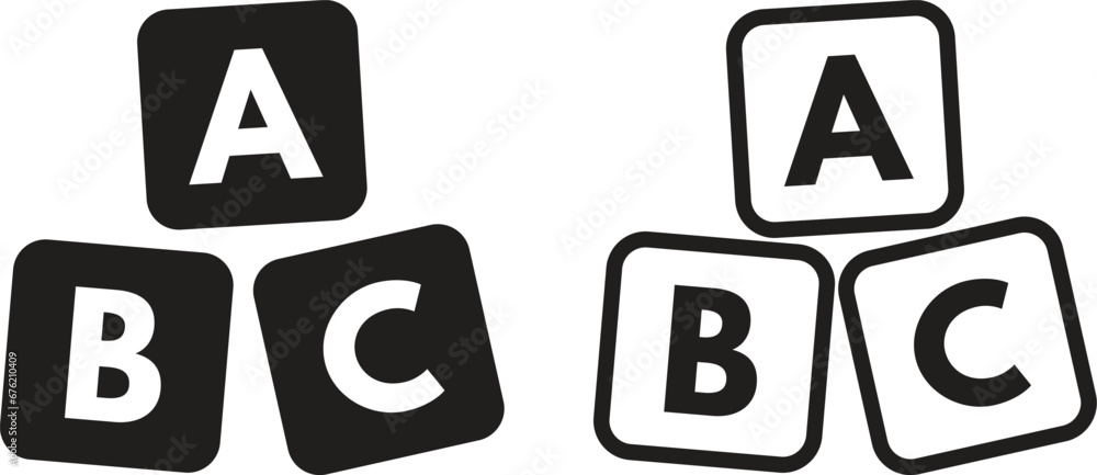Abc blocks icon set vector isolated on white background for school child Abc blocks icon set vector isolated on white background for school child