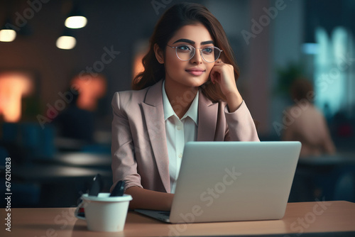 Young Indian businesswoman thinking