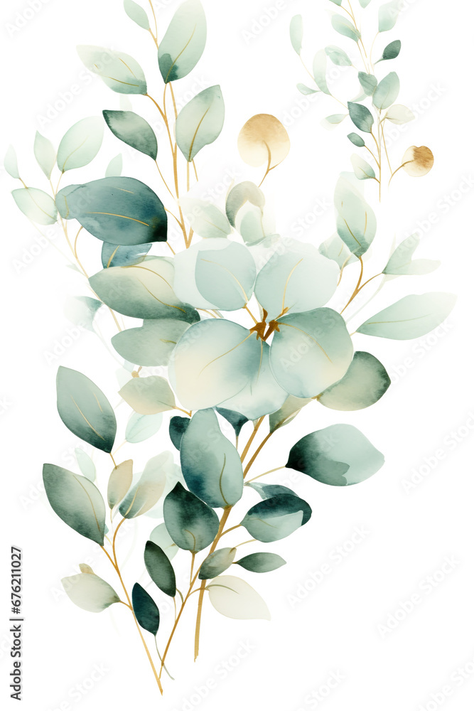 Watercolor illustration of a branch of eucalyptus. Botanical clipart. Green leaves, herbs and branches. Floral Design elements. Perfect for wedding invitations, greeting cards, blogs, posters and more Watercolor illustration of a branch of eucalyptus. Botanical clipart. Green leaves, herbs and branches. Floral Design elements. Perfect for wedding invitations, greeting cards, blogs, posters and more