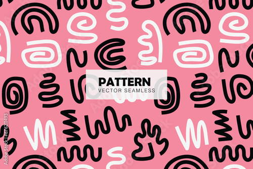 Abstract groovy lines pink background seamless repeat pattern
