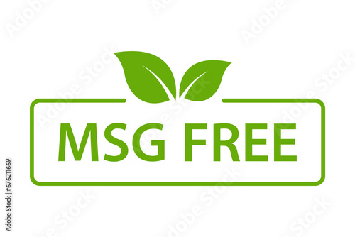MSG FREE icon vector. Glutamate no added food package sign for your website design, logo, app, UI.illustration